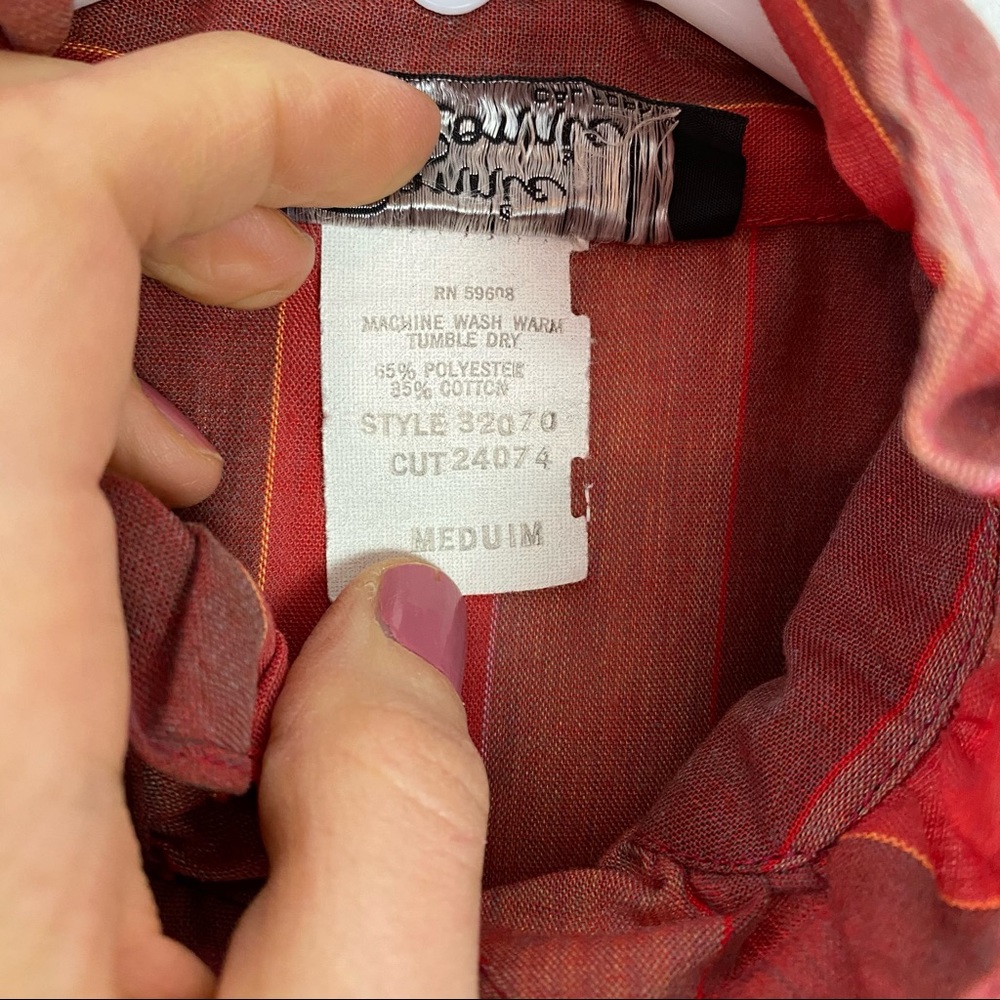 Vintage Red and Rust Striped Ruffle Blouse - Picture 10 of 13